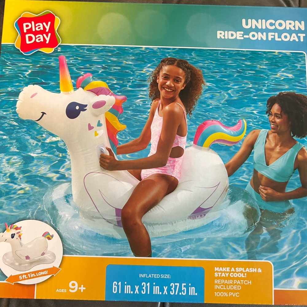 NEW Unicorn Ride-On Float - White and Rainbow
